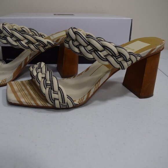 Dolce Vita Paily Sandal Size 8 Slide Square Toe Wooden Block Heel - Picture 1 of 7